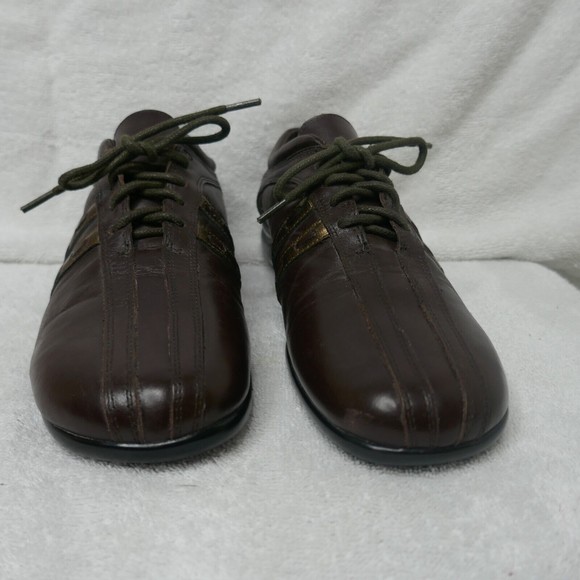 David Tate Brown Leather Oxford Shoes Lace-up Gold Detail Size 8 NARROW - Picture 3 of 16